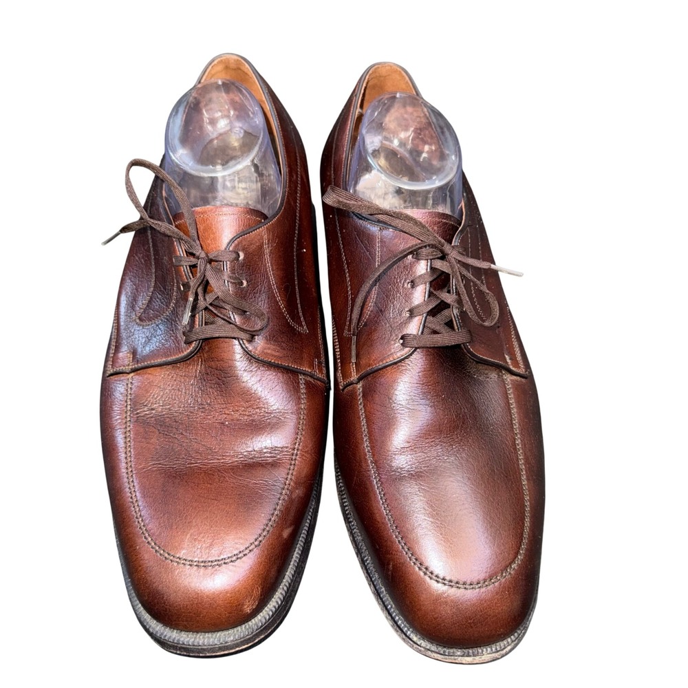 Florsheim Imperial Mens 12 3E Brown Leather Apron Toe Derby Shoes Wide